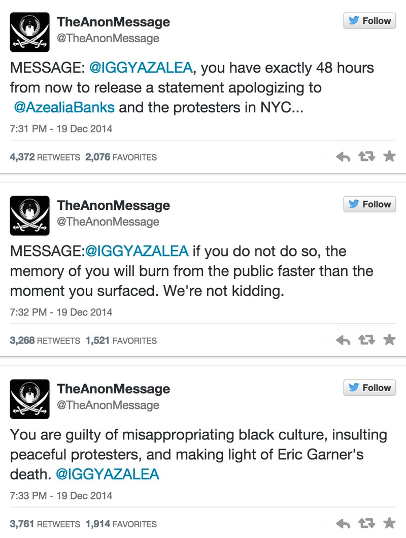 Illustration for article titled Anonymous declares Iggy Azalea “guilty,” threatens to release sex tape
